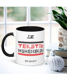 BK Gift Kişiye Özel Mesleki Tekstil Mühendisi Siyah Kupa Bardak - 004