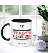 BK Gift Kişiye Özel Mesleki Tekstil Mühendisi Siyah Kupa Bardak - 004
