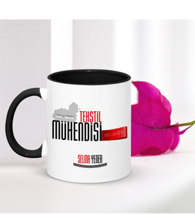 BK Gift Kişiye Özel Mesleki Tekstil Mühendisi Siyah Kupa Bardak - 003