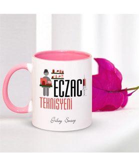 BK Gift Kişiye Özel Mesleki Eczacı Teknisyeni Pembe Kupa Bardak - 001