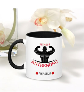 BK Gift Kişiye Özel Mesleki Fitness Antrenörü Siyah Kupa Bardak - 004