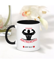 BK Gift Kişiye Özel Mesleki Fitness Antrenörü Siyah Kupa Bardak - 004