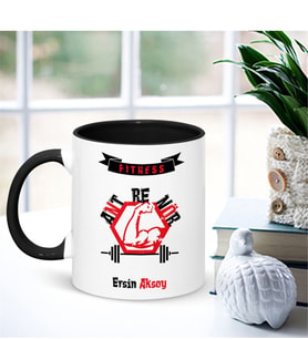 BK Gift Kişiye Özel Mesleki Fitness Antrenörü Siyah Kupa Bardak - 003