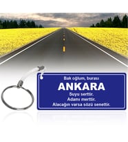 BK Gift Ahşap Yol Tabela Anahtarlık (Ankara)