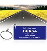 BK Gift  Ahşap Yol Tabela Anahtarlık (Bursa)