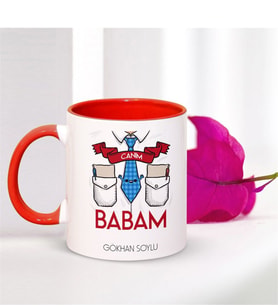 BK Gift Kişiye Özel Canım Babam Kırmızı Kupa Bardak - 002