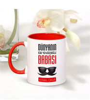 BK Gift Kişiye Özel Dünyanın En Yakışıklı Babası Kırmızı Kupa Bardak