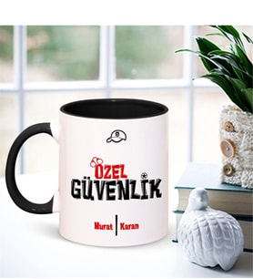 BK Gift Kişiye Özel Mesleki Özel Güvenlik Siyah Kupa Bardak