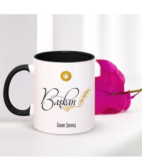 BK Gift Kişiye Özel Mesleki Başkan Siyah Kupa Bardak - 003