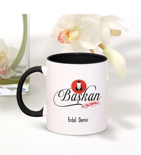BK Gift Kişiye Özel Mesleki Başkan Siyah Kupa Bardak - 002