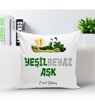 BK Gift Kişiye Özel Yeşil Beyaz Aşk Yastık