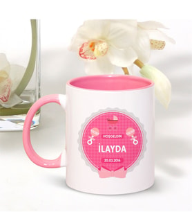BK Gift Kişiye Özel Kız Bebek Pembe Kupa Bardak - 002