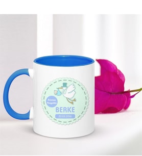 BK Gift Kişiye Özel Erkek Bebek Mavi Kupa Bardak - 001