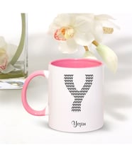 BK Gift Kişiye Özel Y Harfi İsimli Pembe Kupa Bardak