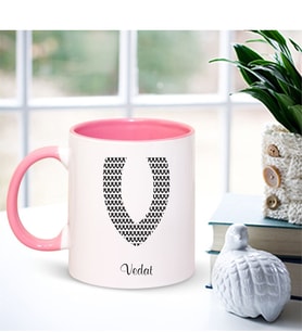 BK Gift Kişiye Özel V Harfi İsimli Pembe Kupa Bardak