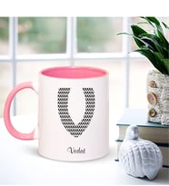 BK Gift Kişiye Özel V Harfi İsimli Pembe Kupa Bardak