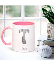 BK Gift Kişiye Özel T Harfi İsimli Pembe Kupa Bardak