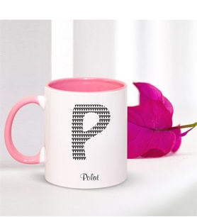BK Gift Kişiye Özel P Harfi İsimli Pembe Kupa Bardak