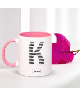 BK Gift Kişiye Özel K Harfi İsimli Pembe Kupa Bardak
