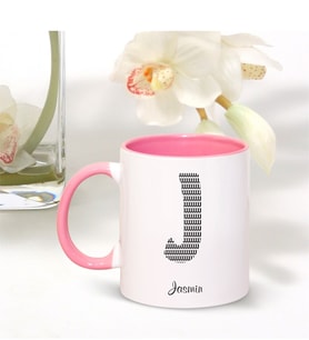 BK Gift Kişiye Özel J Harfi İsimli Pembe Kupa Bardak
