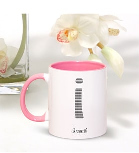 BK Gift Kişiye Özel İ Harfi İsimli Pembe Kupa Bardak