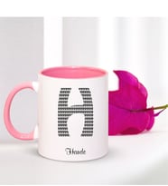BK Gift Kişiye Özel H Harfi İsimli Pembe Kupa Bardak