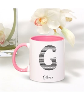 BK Gift Kişiye Özel G Harfi İsimli Pembe Kupa Bardak
