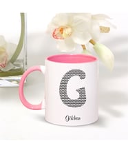 BK Gift Kişiye Özel G Harfi İsimli Pembe Kupa Bardak
