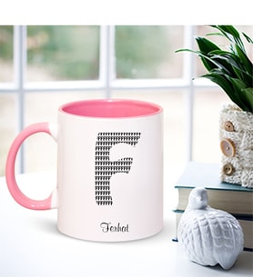 BK Gift Kişiye Özel F Harfi İsimli Pembe Kupa Bardak