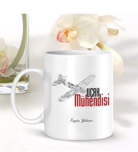 BK Gift Kişiye Özel Mesleki Uçak Mühendisi Beyaz Kupa Bardak - 001