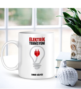BK Gift Kişiye Özel Mesleki Elektrik Teknisyeni Beyaz Kupa Bardak - 001
