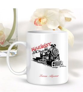 BK Gift Kişiye Özel Mesleki Makinist Beyaz Kupa Bardak - 001