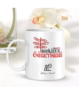 BK Gift Kişiye Özel Mesleki İngilizce Öğretmeni Beyaz Kupa Bardak - 001