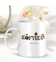 BK Gift Kişiye Özel Mesleki Köfteci Beyaz Kupa Bardak - 001