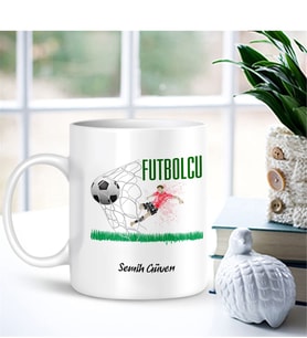 BK Gift Kişiye Özel Mesleki Futbolcu Beyaz Kupa Bardak - 002