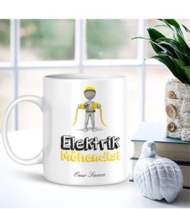 BK Gift Kişiye Özel Mesleki Elektrik Mühendisi Beyaz Kupa Bardak - Erkek