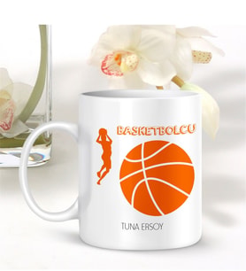 BK Gift Kişiye Özel Mesleki Basketbolcu Beyaz Kupa Bardak - 002