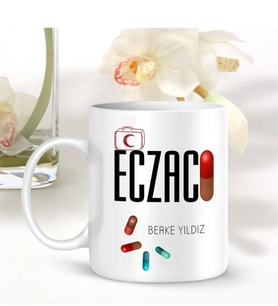 BK Gift Kişiye Özel Mesleki Eczacı Beyaz Kupa Bardak - 001