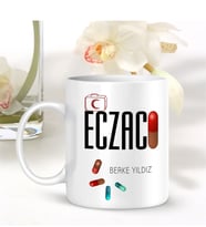 BK Gift Kişiye Özel Mesleki Eczacı Beyaz Kupa Bardak - 001