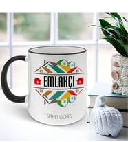 BK Gift Kişiye Özel Mesleki Emlakçı Siyah Kupa Bardak - 001