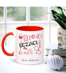 BK Gift Kişiye Özel Mesleki Eczacı Kırmızı Kupa Bardak - 001