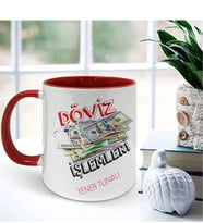 BK Gift Kişiye Özel Mesleki Döviz İşlemleri Kırmızı Kupa Bardak - 001