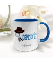 BK Gift Kişiye Özel Mesleki Dedektif Mavi Kupa Bardak - 001