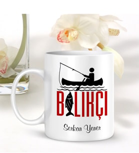 BK Gift Kişiye Özel Mesleki Balıkçı Beyaz Kupa Bardak - 001