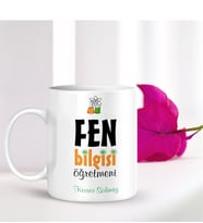 BK Gift Kişiye Özel Mesleki Fen Bilgisi Öğretmeni Beyaz Kupa Bardak - 001