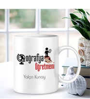 BK Gift Kişiye Özel Mesleki Coğrafya Öğretmeni Beyaz Kupa Bardak - 001