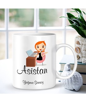 BK Gift Kişiye Özel Mesleki Asistan Beyaz Kupa Bardak - 001