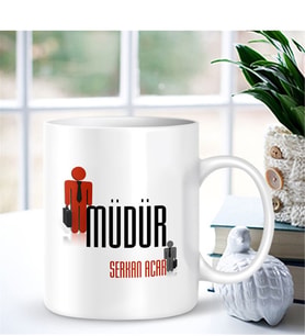 BK Gift Kişiye Özel Mesleki Müdür Beyaz Kupa Bardak - 001