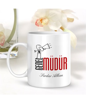 BK Gift Kişiye Özel Mesleki Genel Müdür Beyaz Kupa Bardak - 001
