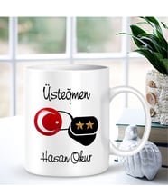 BK Gift Kişiye Özel Mesleki Üsteğmen Beyaz Kupa Bardak - 001